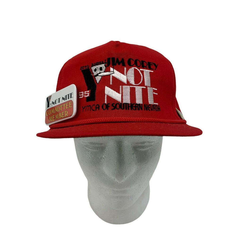 Vintage YMCA Nevada Jim Corey Y Not Nite Hat Adult Adjustable Snapback Red 1995